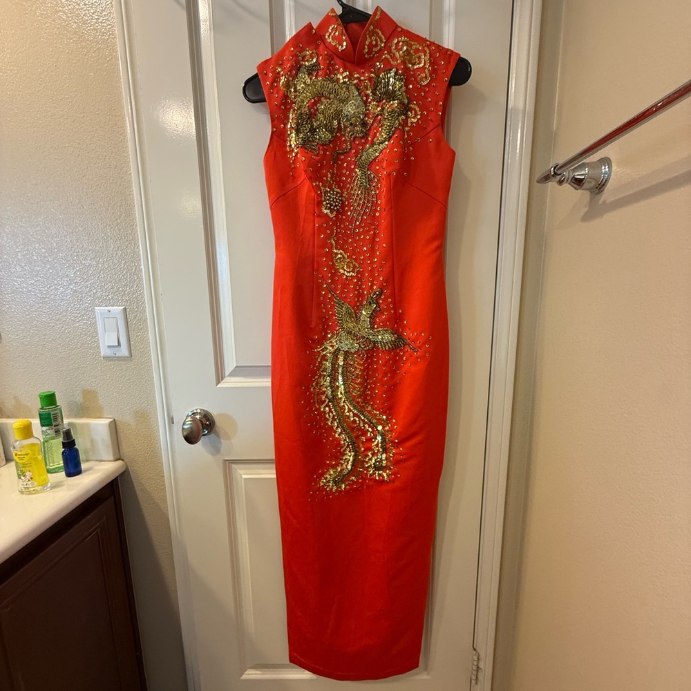 Vintage Chinese Embroidered Formal Dress